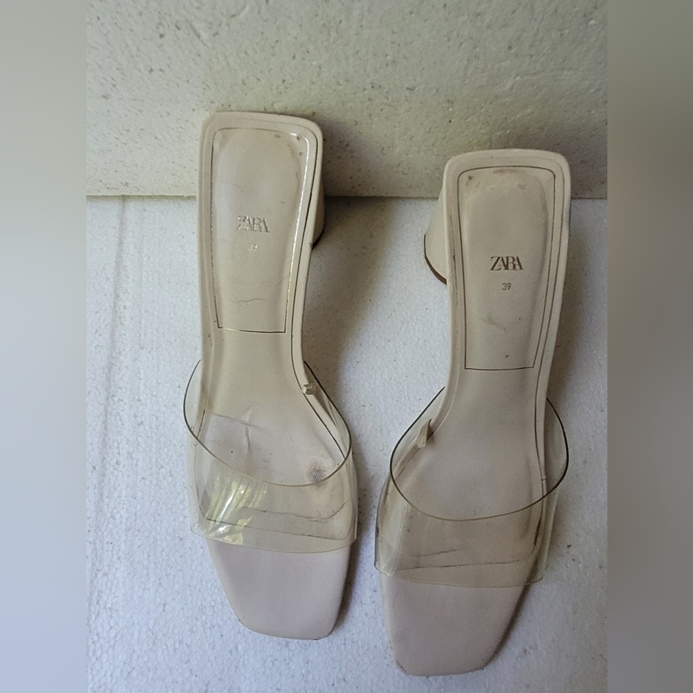 Zara Womens Square Toe Block Heels Size 39/8.5 Cream Wedding Bridesmaid Bridal - Picture 6 of 7